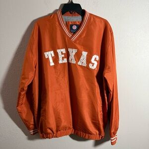 Men’s L Orange GIII Texas Colligate Lined Sporty Retro Inspired Casual Pullover